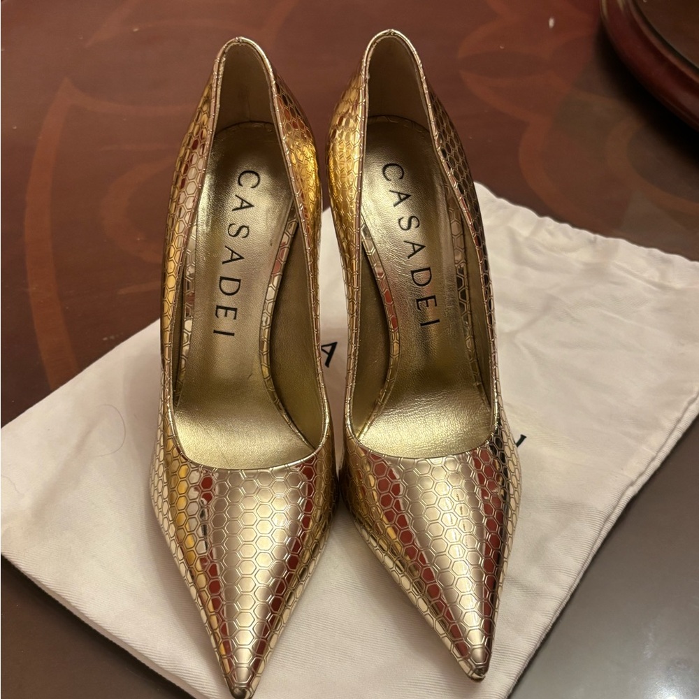 Casadei Gold Blade Heels size 37